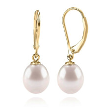 2 pcs white gold plated real gold cultured pearl earrings hanging round pearls fine jewelry for women 3.1 cm