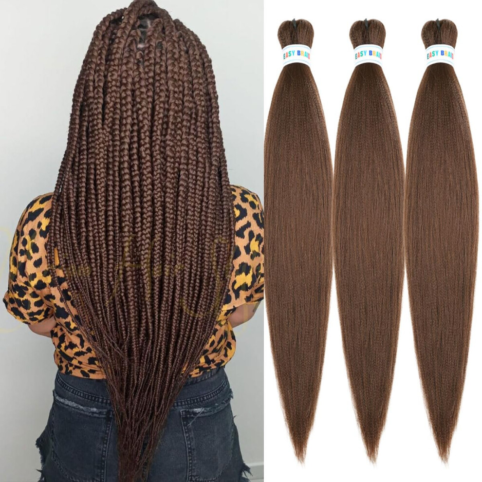 26 Inch Pre Stretched Braiding Hair 3 Pack Yaki Texture Synthetic for Knotless Box Braids