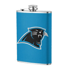 Panthers Flagon Hip Flask 8oz, Food-Grade Stainless Steel & Leather, Compatible with Outdoor Sports, Camping, Wedding Groomsman Gift