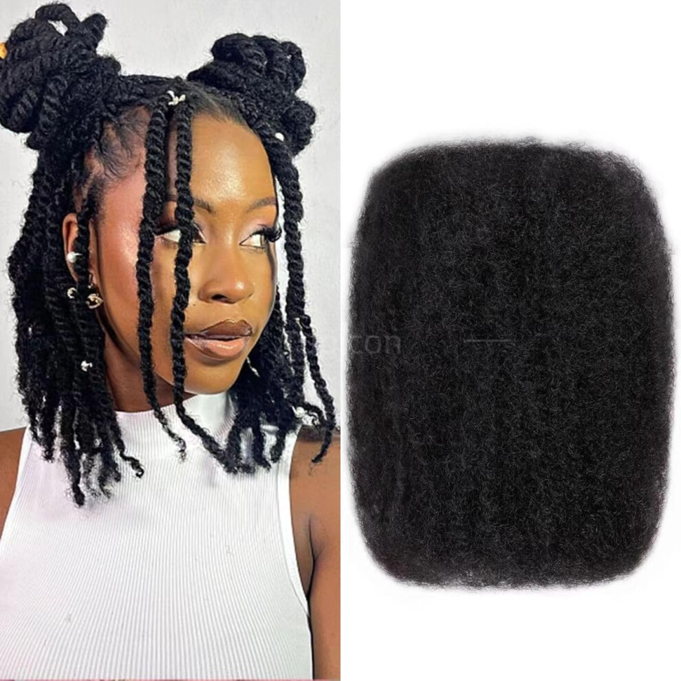 Unisex Afro Kinky Human Hair 8 Inch Bulk, 100% Real Hair For Braiding, Loc Extensions And Mini Twists