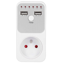 Countdown Timer Socket, 180~260V USB Smart Digital Countdown Timer Socket for Computer Phone Charger Electrical Outlets Indoor(French Regulations)