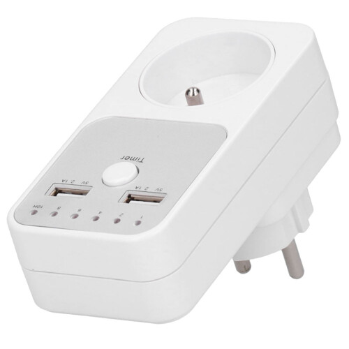 Countdown Timer Socket, 180~260V USB Smart Digital Countdown Timer Socket for Computer Phone Charger Electrical Outlets Indoor(French Regulations) 2