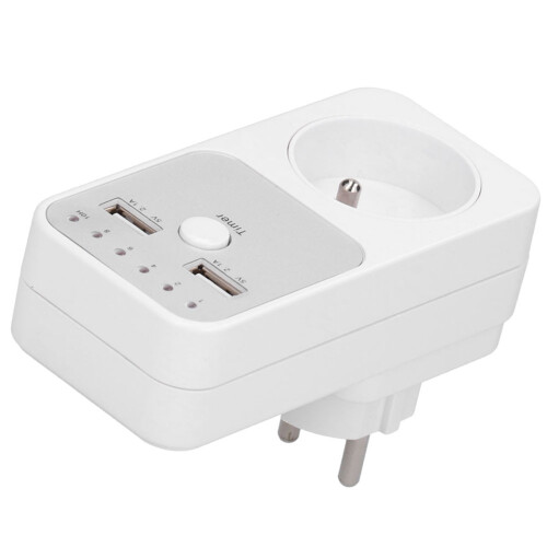 Countdown Timer Socket, 180~260V USB Smart Digital Countdown Timer Socket for Computer Phone Charger Electrical Outlets Indoor(French Regulations) 1