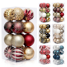 SUSUchens 16Pcs 8cm Christmas Tree Balls Ornaments, Shatterproof Colored Printed Plastic Xmas Decorations for Holiday Party, Home, Wedding - Black &