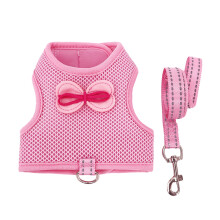 PetClub Pet Rabbit Harness Adjustable Pet Harness & Leash with Bow Decor for Rabbit Cat Ferrets