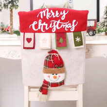 Christmas Chair Covers, Compatible with Xmas Dinner Table Chairs, 3D Snowman Back Cover for Holiday Party Home Kitchen Decor