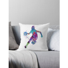 AIVO Mädchen-Basketball Aquarell-Kunstdruck Geschenk Kissenbezüge Sofakissenbezug Zweiseitig
