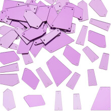 1 Box 150Pcs 5 Styles Purple Mirror Cloth Beads, Mixed Shapes Shiny Loose Beads with Holes, Acrylic Rhinestones for DIY Crafts, Dresses, Garment