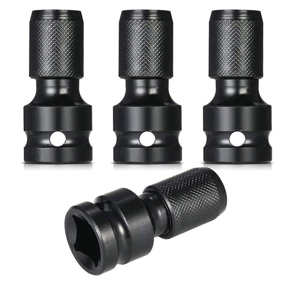 4 Pcs Impact Adaptor 1/2 Square Drive To 1/4 Hex Shank Socket Adapter Quick Release Chuck Converter For Ratchet Wrench 9175034119507