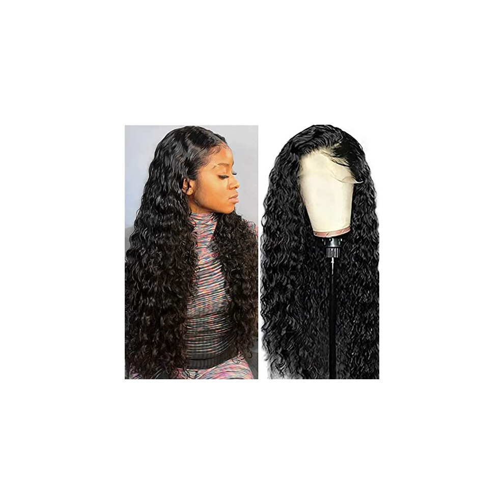 Unisex 13X4 Wet And Wavy Deep Wave Lace Front Wig Brazilian Virgin Human Hair Glueless Pre Plucked