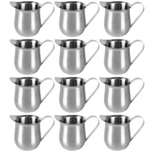 12 Pcs Stainless Steel Creamer Pitcher 3oz with Precision Pour Spout for Coffee and Espresso