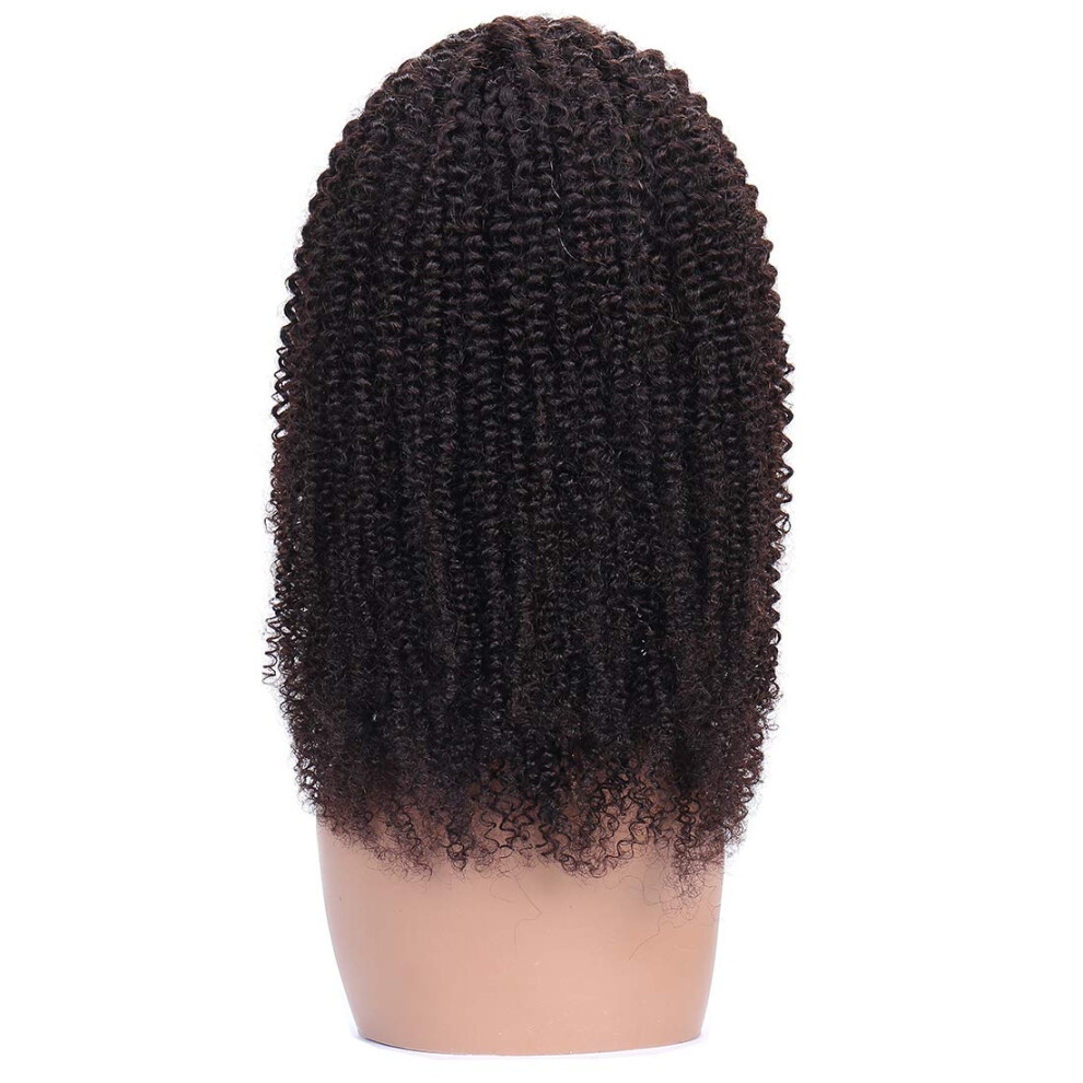 Unisex 28 Inch Afro Kinky Curly Lace Front Wig Brazilian Virgin Human Hair 200 Density Glueless Pre Plucked