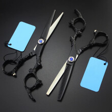 Professional Hair Cutting Scissors 6 Inch Japanese 440C Steel Black Dragon Handle for Salon and Home Use