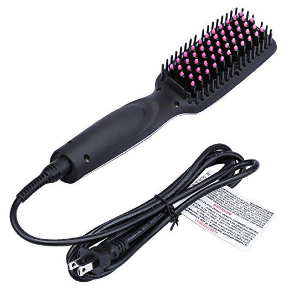Hair Straightener Brush with Ionic Technology, AntiScald Ceramic Comb for Beard and Hair, LED Display