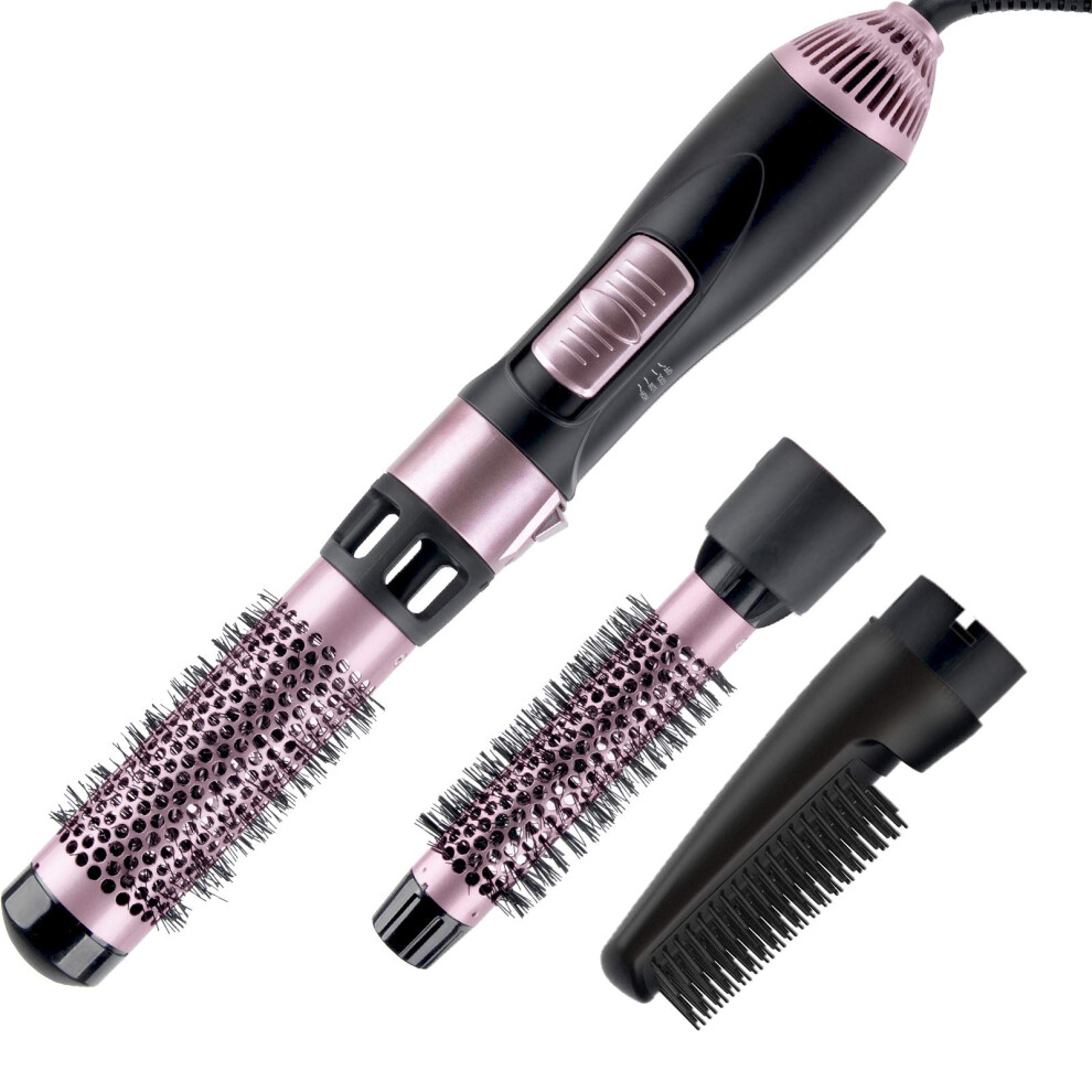 Gold 1000W Hot Air Brush Styler Kit 3In1 Ionic Hair Dryer Brush For Fast Styling And Frizz Control, Rose