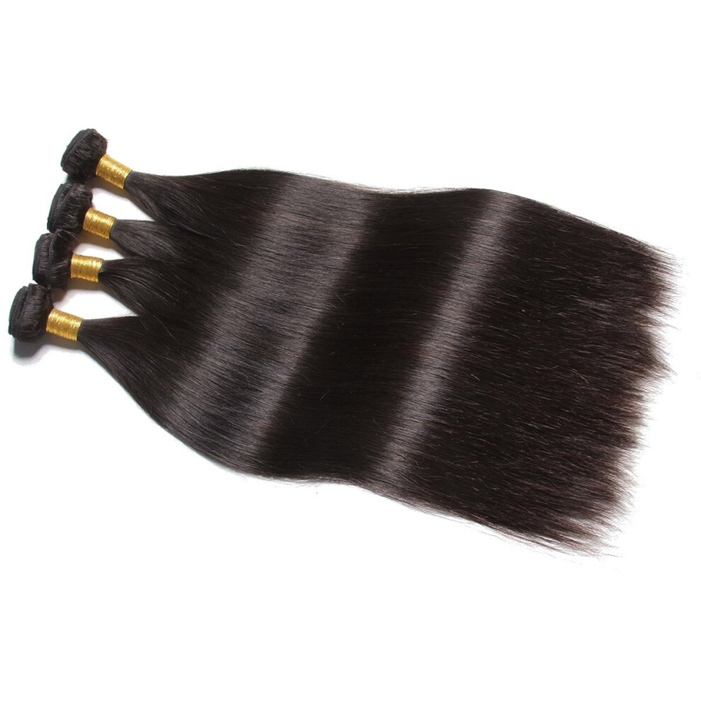 Unisex Black Peruvian Virgin Hair Bundles Straight Natural Unprocessed Human Hair Weave 26 Inch