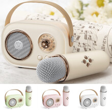 Enceinte karaoké SUSUchens multifonctionnelle avec microphones sans fil, rechargeable et compatible Bluetooth, rose