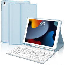 Étui compatible avec l'iPad 9e génération avec clavier (10,2 pouces, sortie 2021), détachable, Smart Cover avec mise en veille/réveil automatique