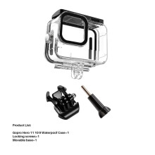 Cás uiscedhíonach do GoPro Hero11 10 9black le hiontrálacha frithcheo, cosantóir scáileáin gloine teimprithe, greim láimhe snámhach