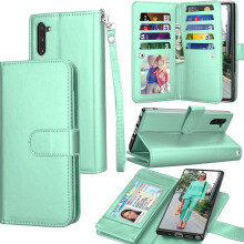 Capa para Galaxy Note10 5G, compatível com Galaxy Note10 5G, capa tipo carteira flip em couro PU com compartimentos para cartões, capa rígida