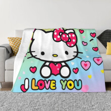 Hello Kitty teppe flanell fleece kasteteppe supermykt koselig varmt plysj sengetøy til sofa stue soverom - 50"x40"