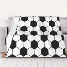 Fodbold Hvidt og Sort Tæppe Sengetøj Værelsesindretning Flanneltæpper Til Seng Sofa 50"X40"