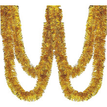 33 ft Long Roll Gold Tinsel Garland, Shiny Metallic Foil Decorations for Parade Floats, Halloween, Christmas Eve, New Year, Party Decor(Light Gold)
