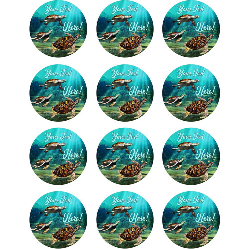 Sea - Cup Toppers - 2 inch cup (12 piecessheet), Multicolor