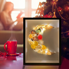 Penkiiy Sea Shells Painting Picture Frames String Lights, compatible with creative seashells moon or heart shapes for home living room Valentine's