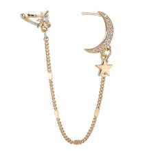 HESITONE Moon Star Ear Cuff Rhinestones Ear Cuff Tragus Earrings Non Piercing Earring Clip Ear Wrap Cuff No Pierced Jewelry Gift