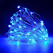 Guirlande lumineuse féérique bleue de 10 m (33 pi) avec 100 LED, fonctionnant sur piles, fil de cuivre flexible, idéale pour la chambre, les
