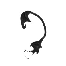 Retro Halloween Sorte Flyvende Drage Vinge Hjerte Øreringe Ikke Piercing Øreklips Øreringe Smykke Gave til Kvinder Piger (Single)