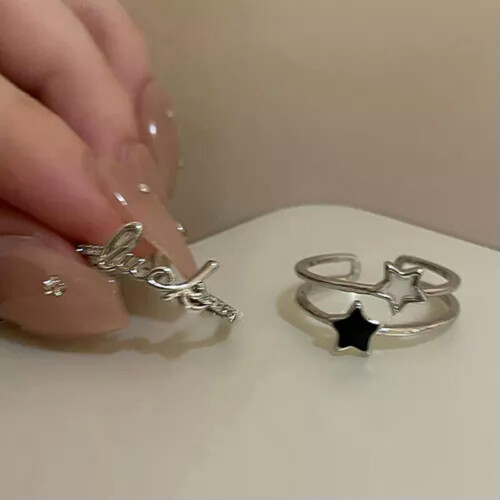 RSAMD Letter Star Opening Adjustable Ring Simple Punk Exquisite Finger Rijo-A1 2