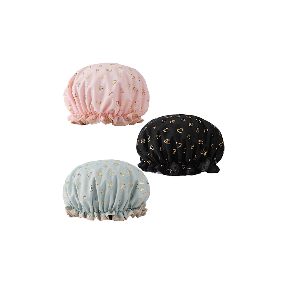 Shower Caps, 3-PACK Women's Swimming Cap Waterproof & Double Layer