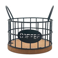CUTICATE Porte-dosettes de café, panier à dosettes en métal noir, accessoire pour bar à café, idéal pour le comptoir.