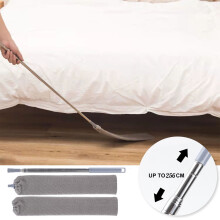 Aspirateur à poussière rétractable avec rallonge, 2 chiffons en microfibre, plumeau extensible pour sous les meubles