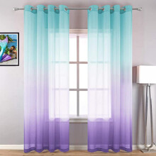 Yinrunx Pink & Purple Ombre Grommet Sheer Curtain Sets, 52" x 96"