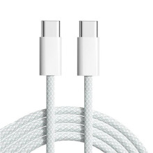 Cabo de dados compatível com iPhone 15/16 - Cabo de carregamento rápido trançado com conector duplo Tipo-C, branco, 1 m