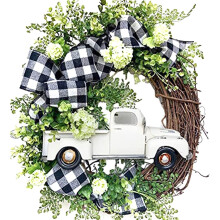 Couronne de citrouilles vintage, décoration de camion, automne, ferme, Thanksgiving, Halloween, ornement de porte d'entrée, intérieur/extérieur