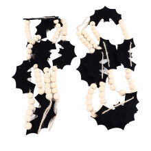 Perlegirlanderbanner Halloween-dekorasjoner Trefilt Flaggermus Innendørs Utendørs Halloween-anledning Fint håndverk Holdbar Gjenbrukbar Skummel