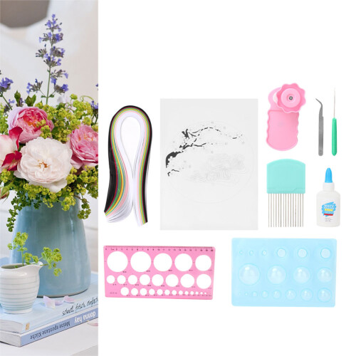 Κιτ χειροτεχνίας από χαρτί quilling DIY με εργαλεία quilling, απαλή ακαμψία χαρτιού, κουτί 2