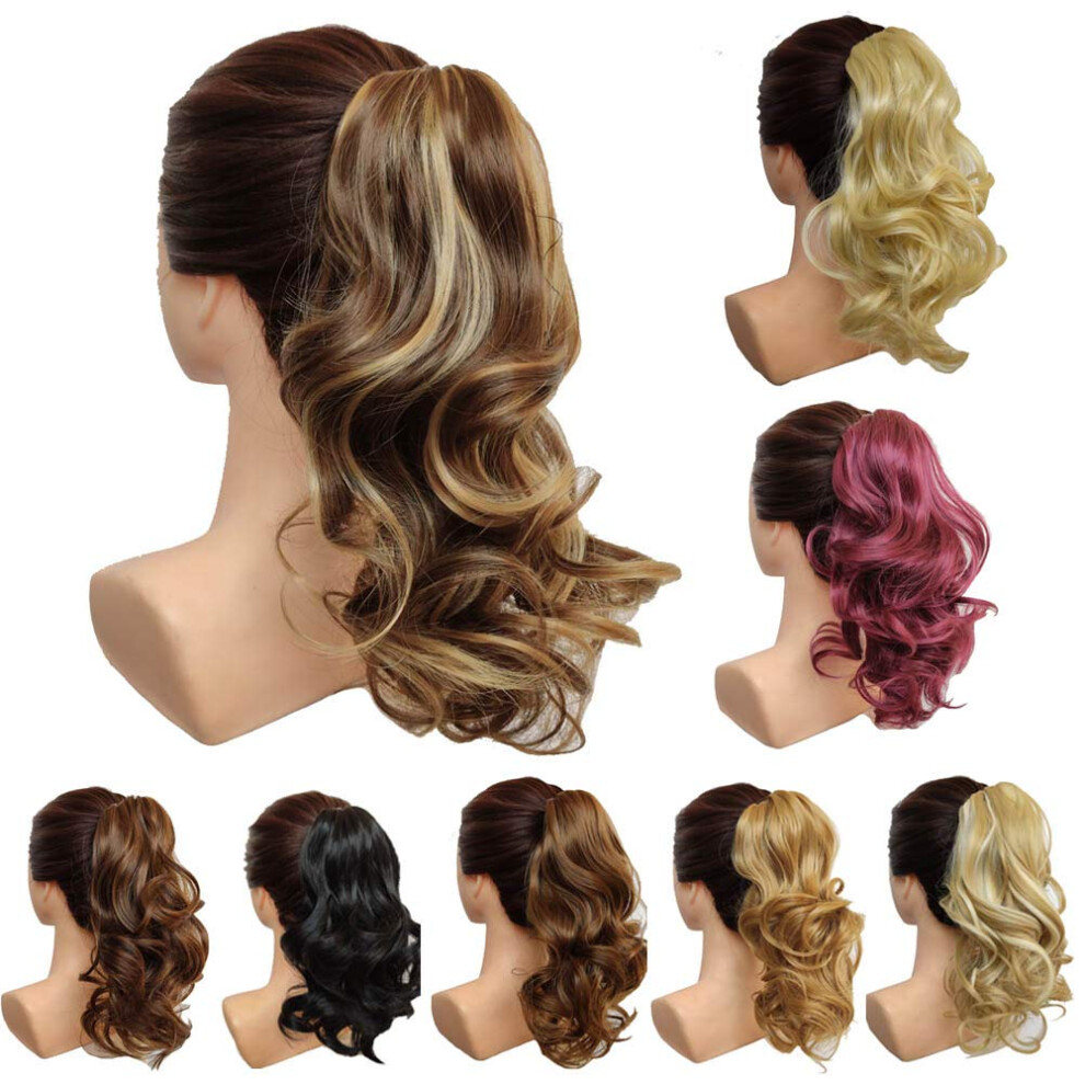 Unisex 16 Inch Curly Ponytail Hair Extension Heat Resistant Natural Wavy Clipin For Instant Volume Boost