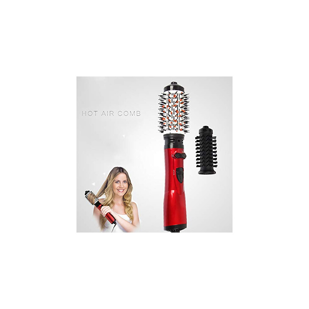 Red Automatic Hair Curler With Rotating Hot Air Brush, 2 In 1 Tourmaline 2 Inch Barrel For Large Curls,
