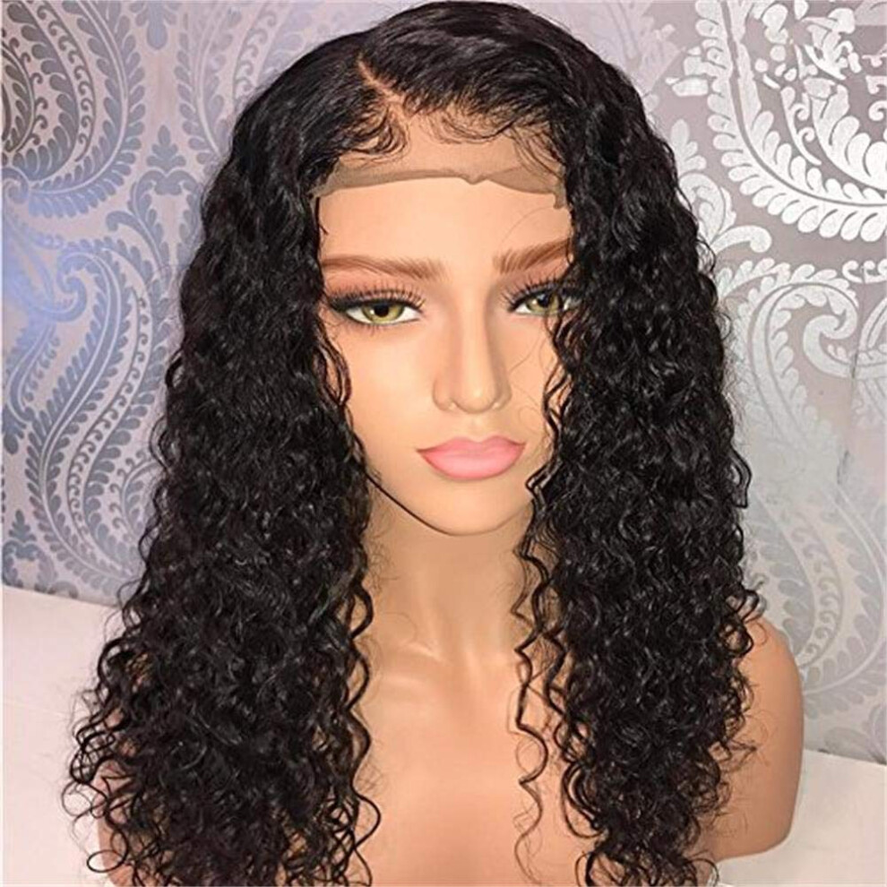 Unisex Full Lace Human Hair Wig Brazilian Virgin Curly 10A Pre Plucked With Baby Hair Bleached Knots 16'