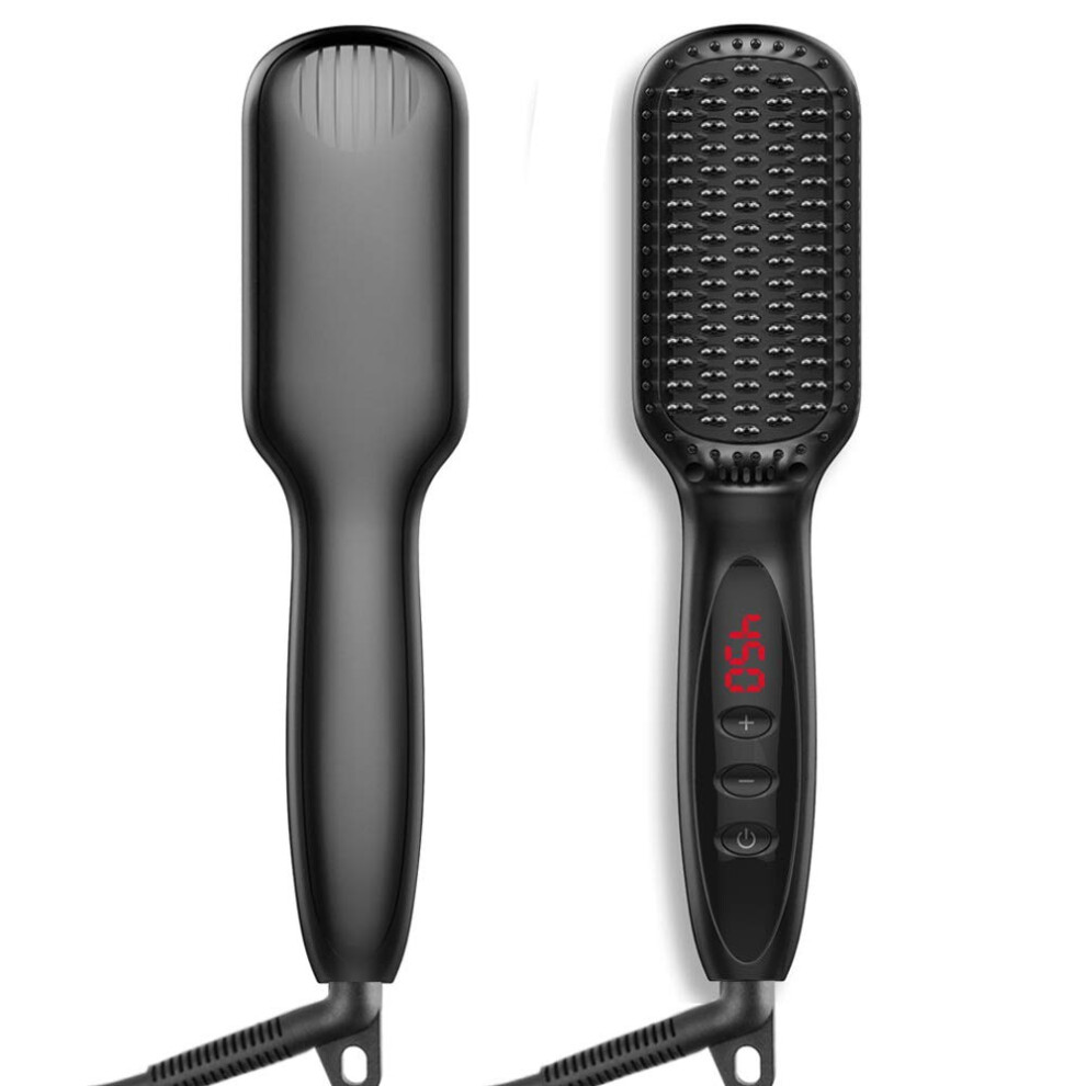 Beard Straightening Brush with Ionic Ceramic Heating, 12Level Temperature Control and Dual Voltage for Men and Women