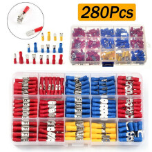 Kit de 280 connecteurs électriques isolés à sertir, assortis, à cosses plates