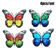 HONGDI Paquete de 1/4 Mariposas de metal grandes Adorno de jardín Arte de pared de mariposas Decoración