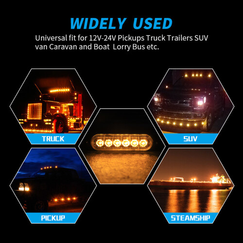 2Pcs 12-24V LED Warning Strobe Lights with 16 Flash Modes, IP65 Waterproof 1