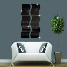 Lot de 6 stickers muraux miroir ondulés, effet miroir 3D pleine longueur, décoration murale en acrylique et plastique pour salon, chambre, canapé