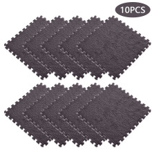 10 alfombrillas entrelazables de espuma EVA de pelo largo, 30 x 30 cm, baldosas suaves para el suelo, ideales para habitaciones infantiles, zonas de